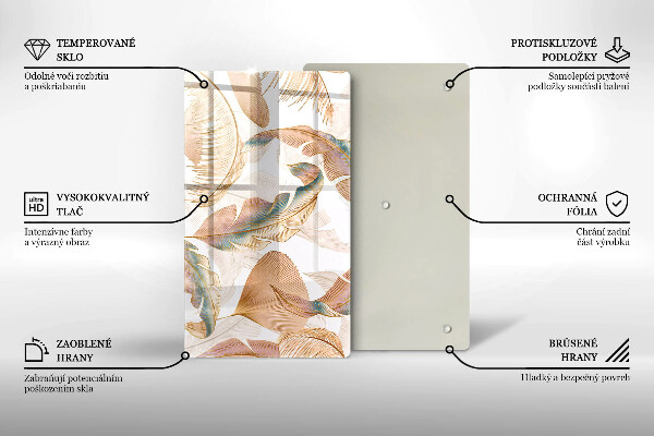 Worktop cover Boho feathers and leaves