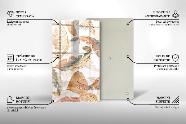 Worktop cover Boho feathers and leaves