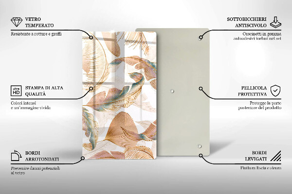 Worktop cover Boho feathers and leaves