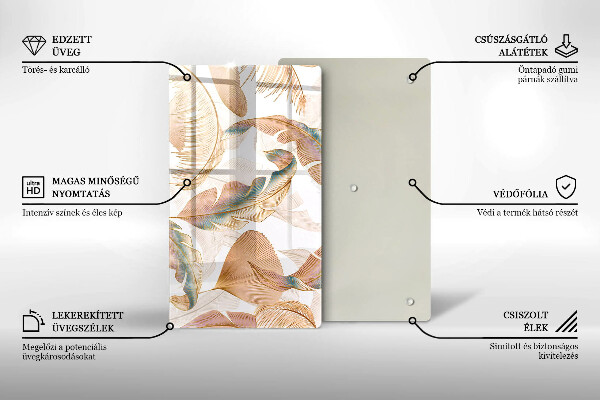 Worktop cover Boho feathers and leaves