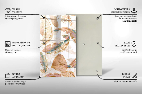 Worktop cover Boho feathers and leaves