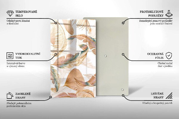 Worktop cover Boho feathers and leaves