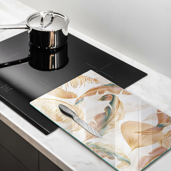 Worktop cover Boho feathers and leaves
