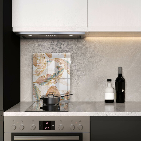 Worktop cover Boho feathers and leaves