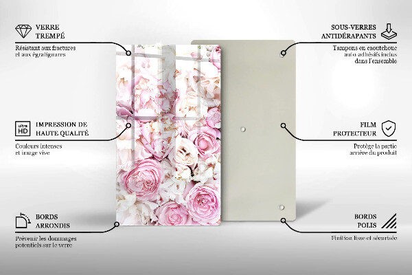 Induction hob protector Peony bouquet