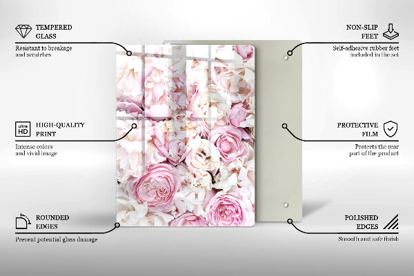 Induction hob protector Peony bouquet
