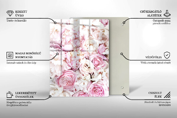 Induction hob protector Peony bouquet