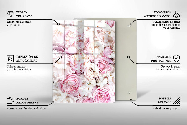 Induction hob protector Peony bouquet