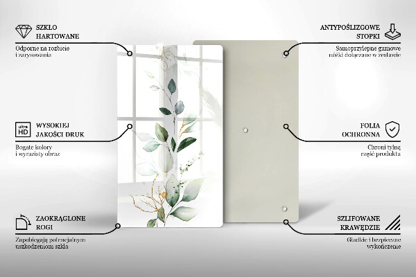 Kitchen countertop cover Watercolor leaves