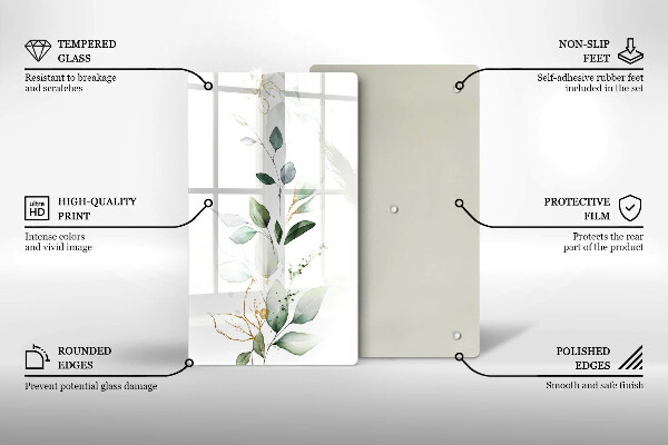 Kitchen countertop cover Watercolor leaves