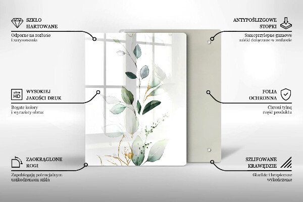 Kitchen countertop cover Watercolor leaves