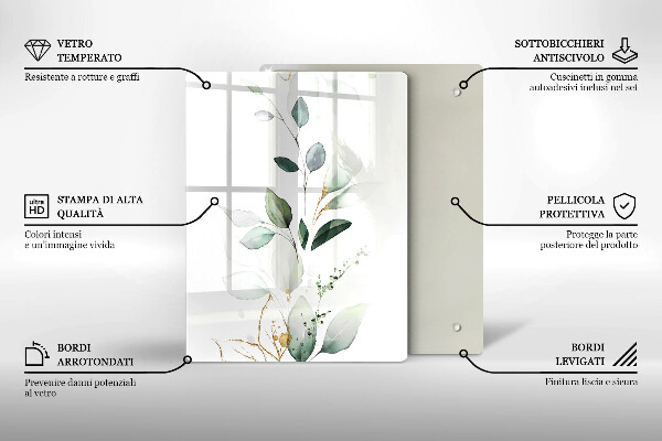 Kitchen countertop cover Watercolor leaves