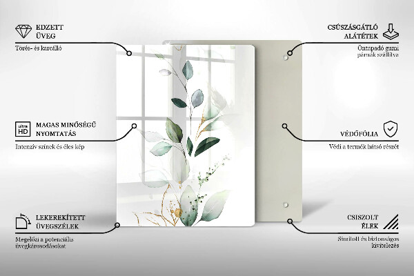 Kitchen countertop cover Watercolor leaves