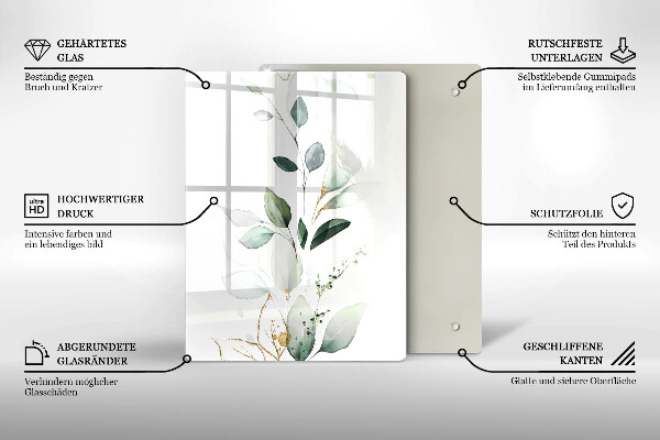 Kitchen countertop cover Watercolor leaves