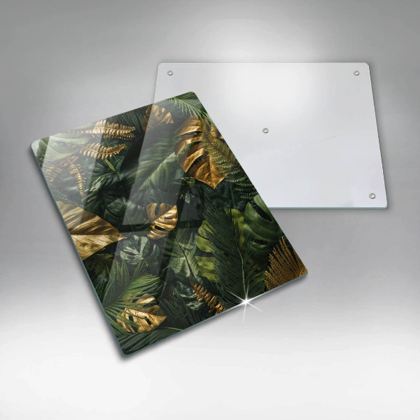 Kitchen countertop cover Monstera golden leaves