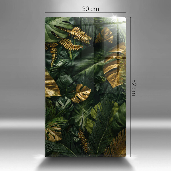 Kitchen countertop cover Monstera golden leaves