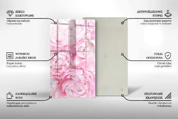 Induction hob protector Delicate peonies