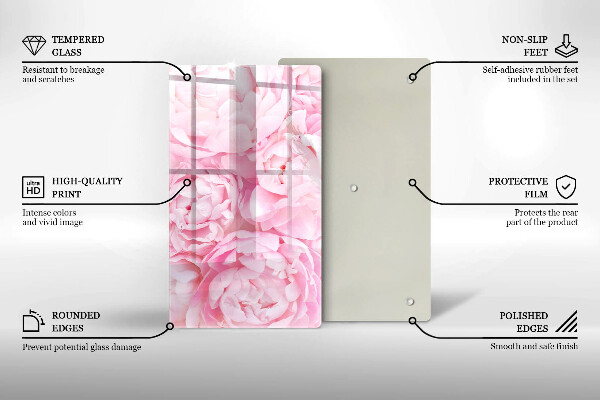 Induction hob protector Delicate peonies