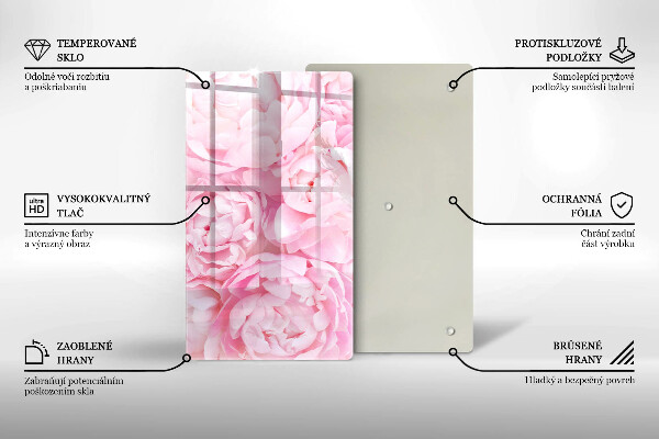 Induction hob protector Delicate peonies