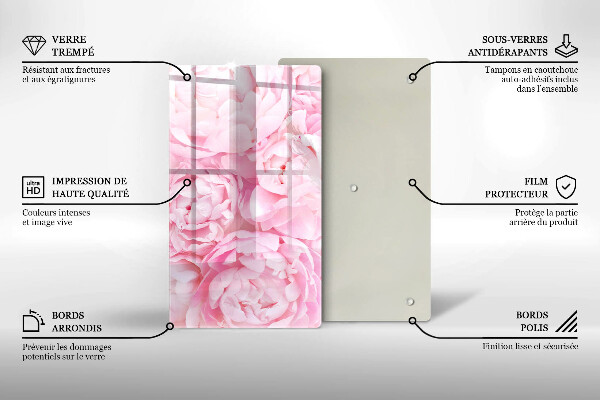 Induction hob protector Delicate peonies