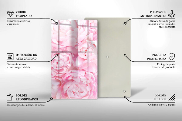 Induction hob protector Delicate peonies