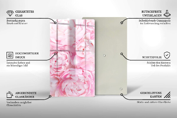 Induction hob protector Delicate peonies