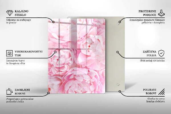 Induction hob protector Delicate peonies