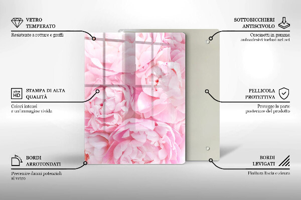 Induction hob protector Delicate peonies
