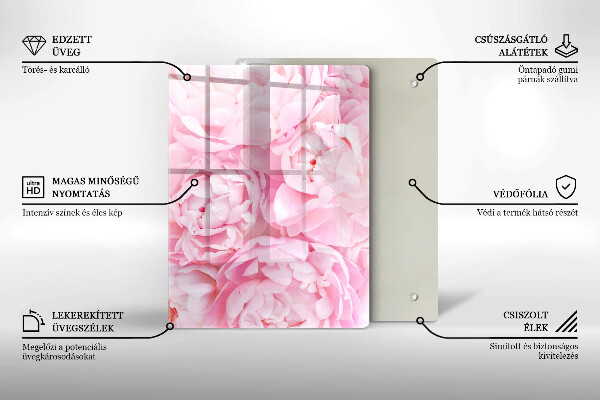 Induction hob protector Delicate peonies