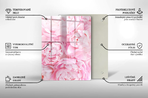 Induction hob protector Delicate peonies
