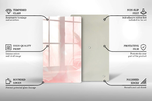 Induction hob protector Pastel background roses
