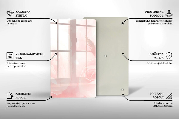 Induction hob protector Pastel background roses