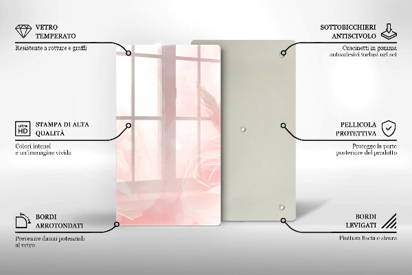 Induction hob protector Pastel background roses