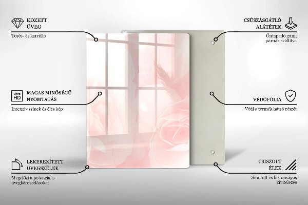 Induction hob protector Pastel background roses