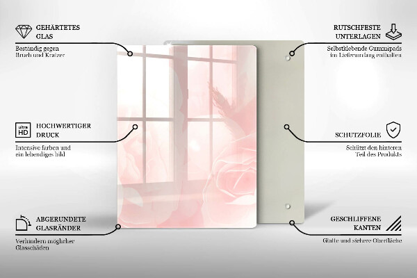 Induction hob protector Pastel background roses