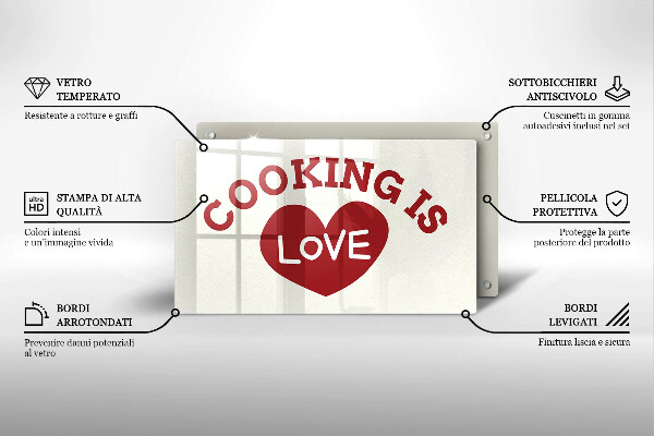 Kitchen worktop saver The inscription Cooking is love