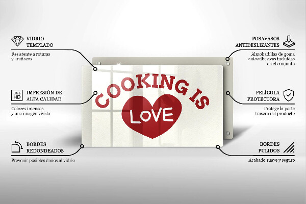 Kitchen worktop saver The inscription Cooking is love