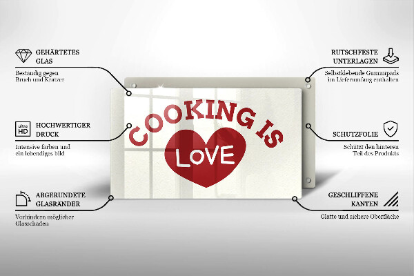 Kitchen worktop saver The inscription Cooking is love
