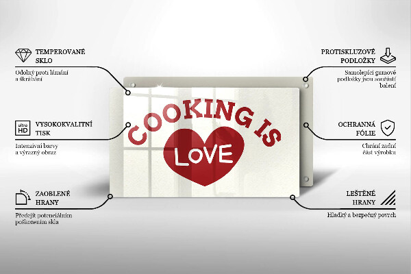 Kitchen worktop saver The inscription Cooking is love