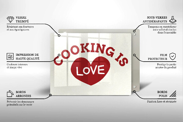Kitchen worktop saver The inscription Cooking is love