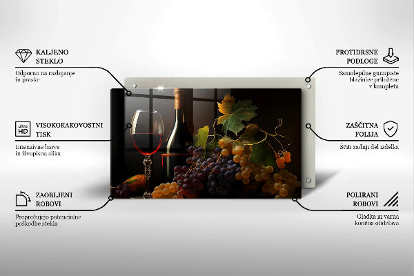 Kitchen worktop saver A glass of wine and grapes