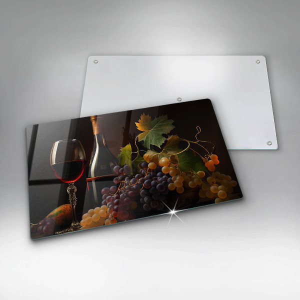Kitchen worktop saver A glass of wine and grapes