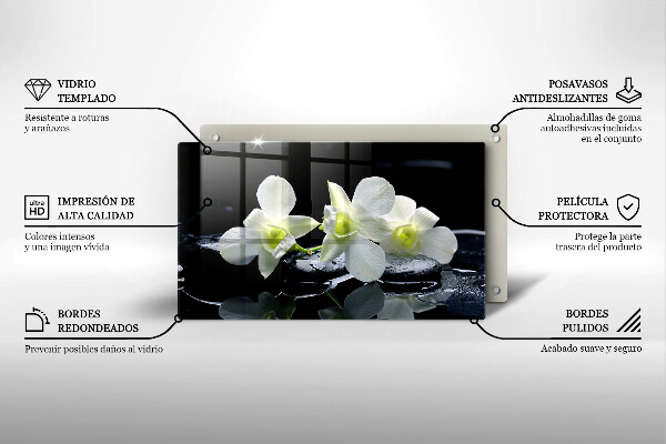 Worktop saver Zen white flowers in water