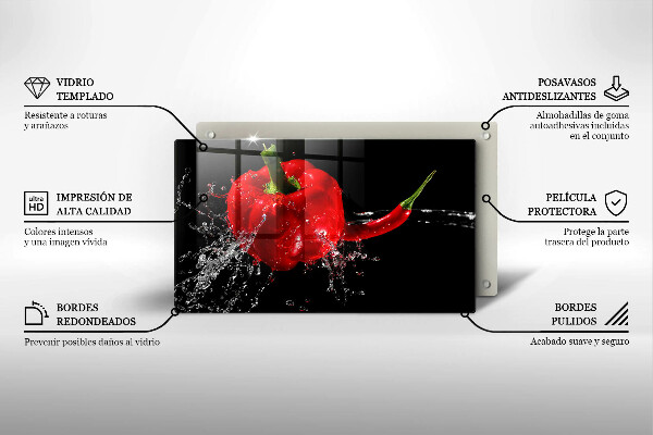 Worktop saver Red peppers in water