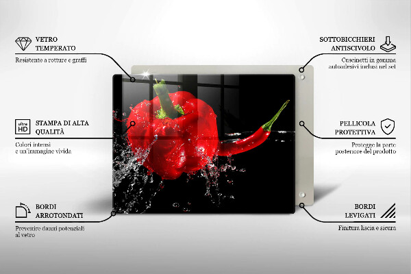 Worktop saver Red peppers in water