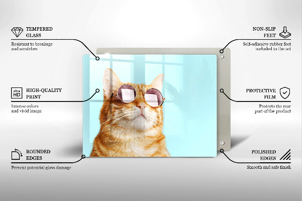 Worktop protector Rudy Cat with glasses