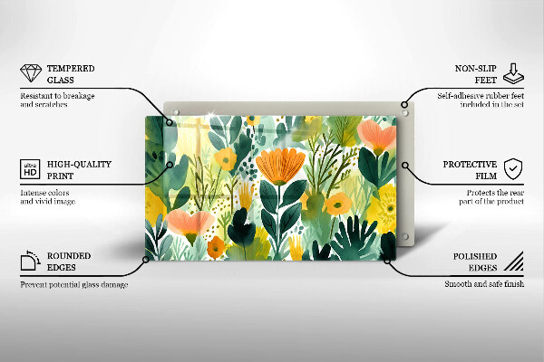 Kitchen worktop saver Painted flowers