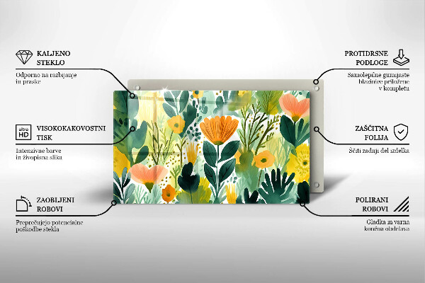 Kitchen worktop saver Painted flowers