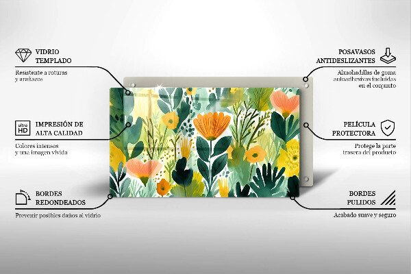 Kitchen worktop saver Painted flowers