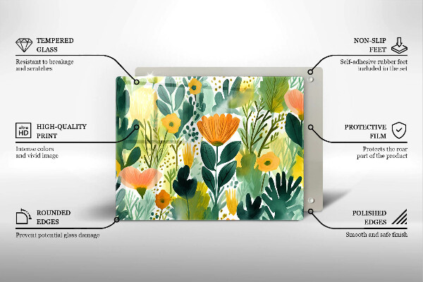 Kitchen worktop saver Painted flowers